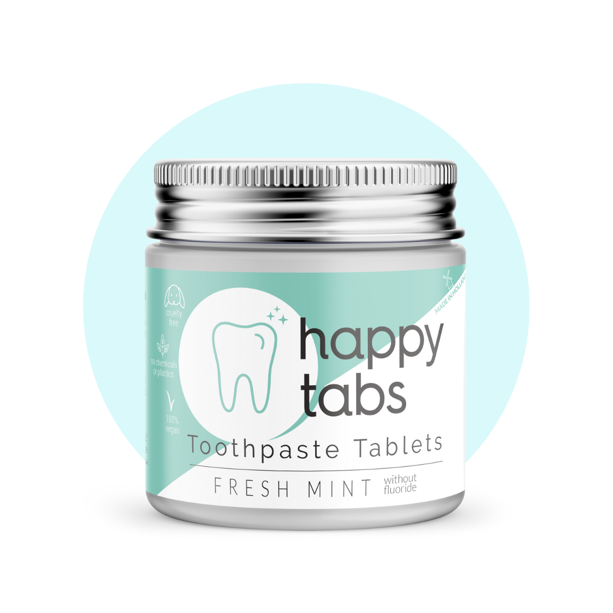 Fresh mint without fluoride + storage jar - Happy Tabs
