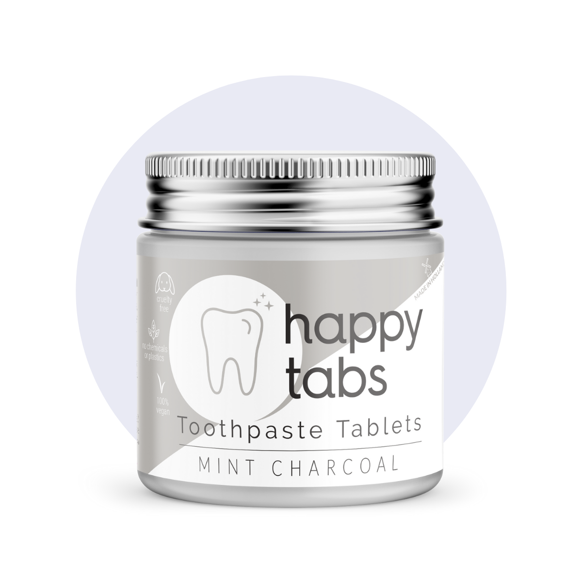 Mint Charcoal without fluoride + storage jar - Happy Tabs