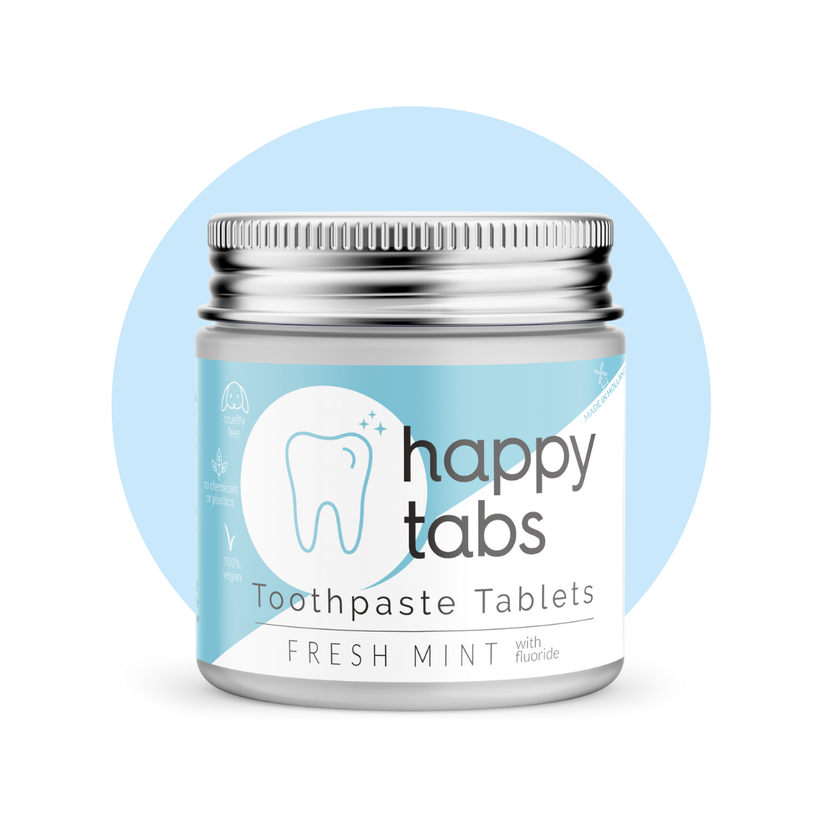 Fresh Mint with fluoride + storage jar - Happy Tabs